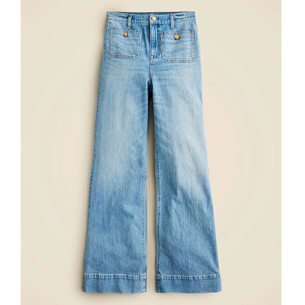 J. CREW | Light Wash Sailor Slim High Rise Wide Leg Trouser Jeans | Size 34 / 18